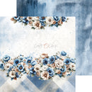 Floral design with blue and beige flowers on a textured blue background, featuring the brand 'Craft O Clock'.
