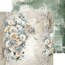Decorative floral arrangement with lace on a textured background