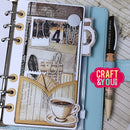 Stylish planner with decorative stickers and a pen on a wooden surface, featuring 'Craft & You' branding.