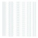 Decorative white lace strips on a light gray background