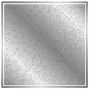 Metallic sheet with heart patterns on a silver background