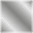 Metallic decorative panel with circular patterns on a white background
