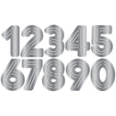 Metallic silver numbers 0 to 9 on a white background