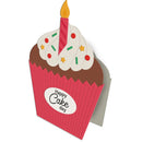 Card designed like a birthday cupcake with a candle and 'Happy Cake Day' text on a white background