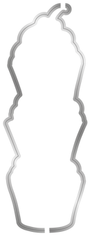 Metallic cookie cutter shaped like a bottle on a white background