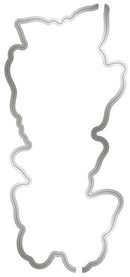 Metallic cookie cutter with a unique design on a white background