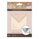 Packaging of Antique Lace Romantic Envelope Metal Dies with product illustration on a beige background
