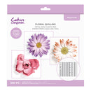 Floral quilling kit packaging with flowers and tools on a white background