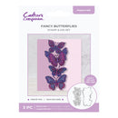 Packaging of a 'Fancy Butterflies' stamp and die set by Crafter's Companion on a white background.