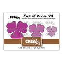 Set of 3 floral die cutters by Crea lies on a white background