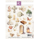 Sheet of decorative stickers with flowers, candles, and other elements on a white background.
