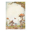Stamperia Rice Paper Sheet A4 - Hidden Grove - Mushroom Houses