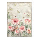 Stamperia Rice Paper Sheet A4 - House of Roses - Roses And Butterflies