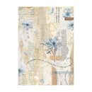 Stamperia Rice Paper Sheet A4 - Create Happiness Secret Diary - Blue Flower