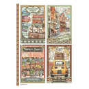 Stamperia Rice Paper Sheet A4 - Art of Travelling - 4 Cards
