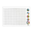 Grid chart with statistical charts on a white background