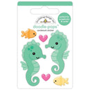 Doodlebug Doodle-Pops 3D Sticker Sam & Sally Seahorse, Summer Fun