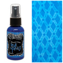 Bottle of Dyan Reaveley's Dylusions Ink Spray with a blue patterned paper on a white background
