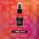 Bottle of Dylusians Ink Spray with Mango Punch flavor on a colorful abstract background
