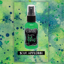 Green spray bottle labeled 'Ink Spray' with 'Sour AppleTini' on a green and blue splatter background.