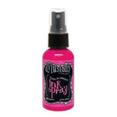 Pink ink spray bottle with black label on a white background