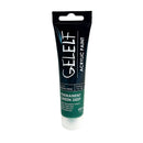 Geleit acrylic paint tube in permanent green deep color on a white background