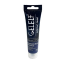 Tube of GELELT acrylic paint in Prussian Blue Phtalo on a white background