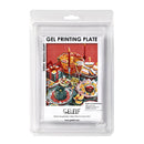 Gel printing plate with artwork and Gezelf branding on a white background