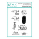 Gina K Designs stamp set with cheerful greeting phrases on a white background