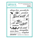 Gina K. Designs stamp set with motivational phrases and decorative elements on a white background.