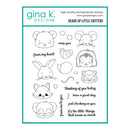 Clear stamp set with animal faces and sentiments by Gina K. Designs on a white background.