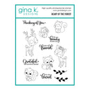 Clear stamps with forest-themed designs and text by Gina K. Designs on a white background.