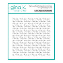 Sheet of 'I Love You' background stamps by Gina K. Designs with teal border and text.