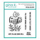 Gina K Designs stamp set with mailbox and送信人 design on a white background