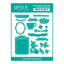 gina k. Designs cutting dies set with tea-themed designs on a teal background