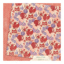 Patterned paper with pomegranate and fig design on a pink background