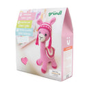 Crochet set packaging with a pink llama toy on a white background
