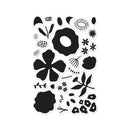 Set of black floral and abstract shapes on a white background