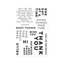 Collection of various black text phrases on a white background