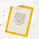 Motivational quote card with yellow border on a white background