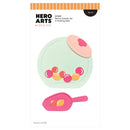 Hero Arts candy jar die set packaging with a green jar and pink lid on a white background.