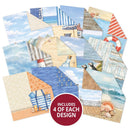 Collection of coastal-themed greeting cards with various designs on a white background.