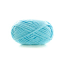 Light blue skein of yarn on a white background