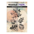 Artistic design with leaf patterns on a textured background, featuring 'Mike Deakin Art' and 'IndigoBlu' branding.