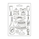 Stamperia Soft Maxi Mould A5 - Masquerade - Flute and Cakes