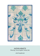 Decorative stamp set with hummingbird design by Katkin Krafts on a light blue background