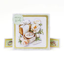 Wedding card with rings, flowers, and 'Newly Weds' text on a white background
