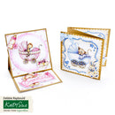 Two baby-themed greeting cards with teddy bears and buggies on a white background, featuring the Katy Sue brand.