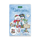 Snowman-themed paper craft book with illustrations of snowmen and festive elements on a blue cover.