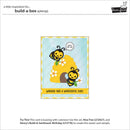 Card with bee design and text on a white background